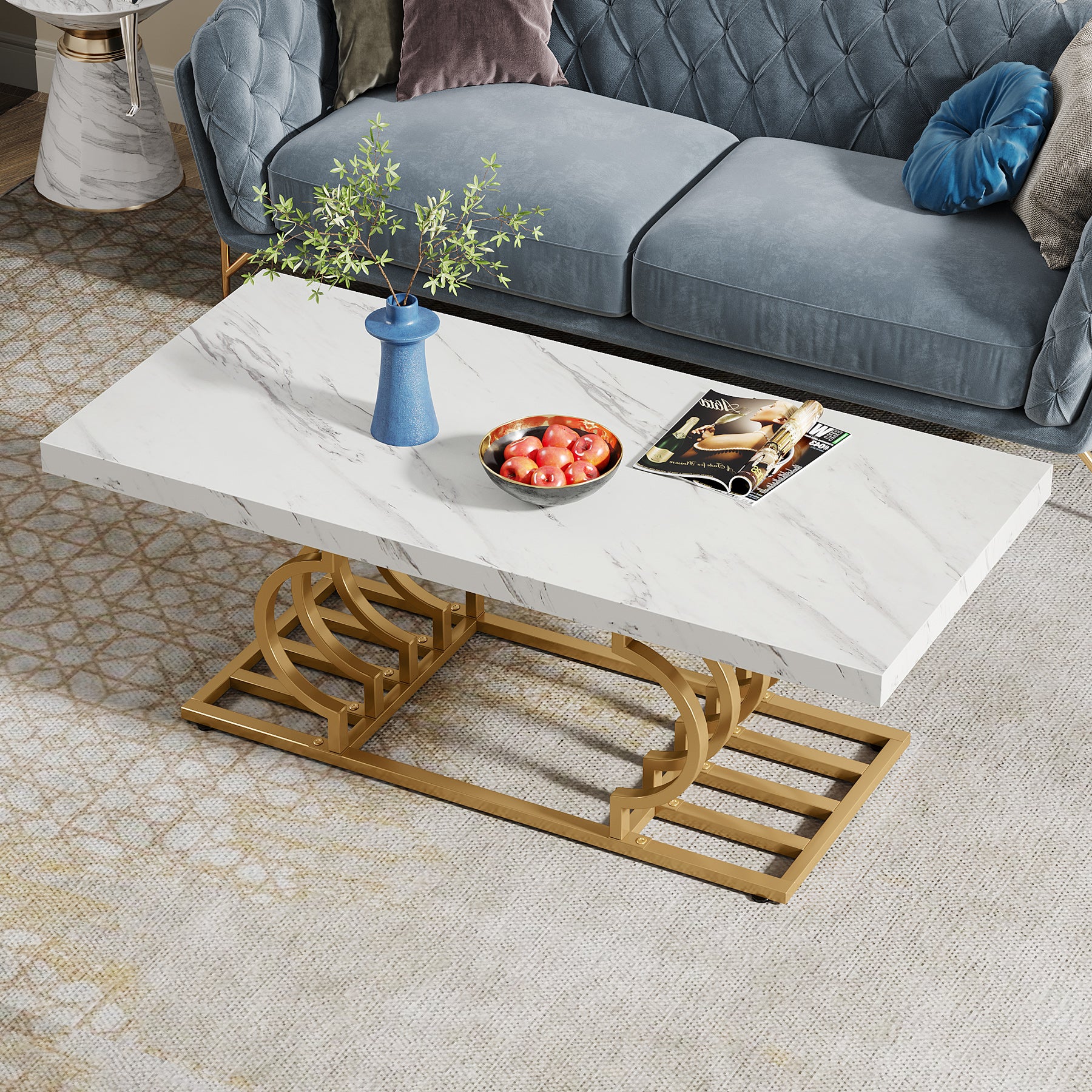 47" Faux Marble Coffee Table